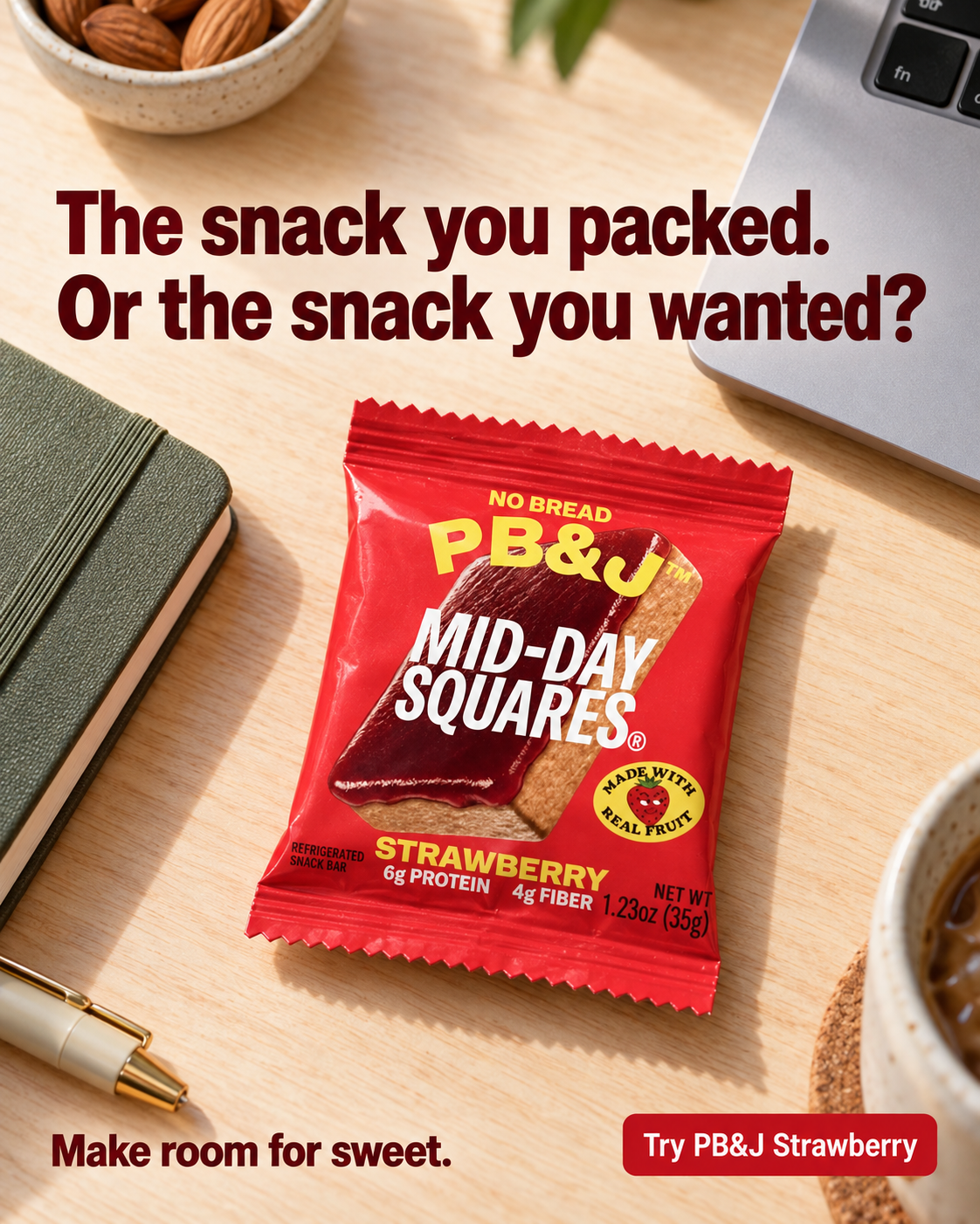 PB&J Strawberry static ad: The snack you packed. Or the snack you wanted?